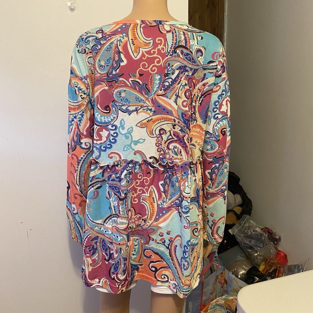 LoveUDear Floral Cottage Core Whimsical Long sleeve Top Lightweight Women L - Picture 9 of 9
